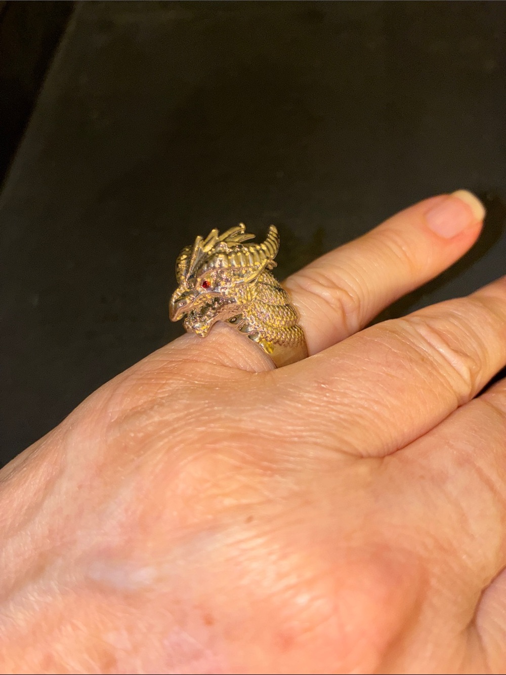 Gold Dragon Design Reptile Ring 
Size 8 Men’s